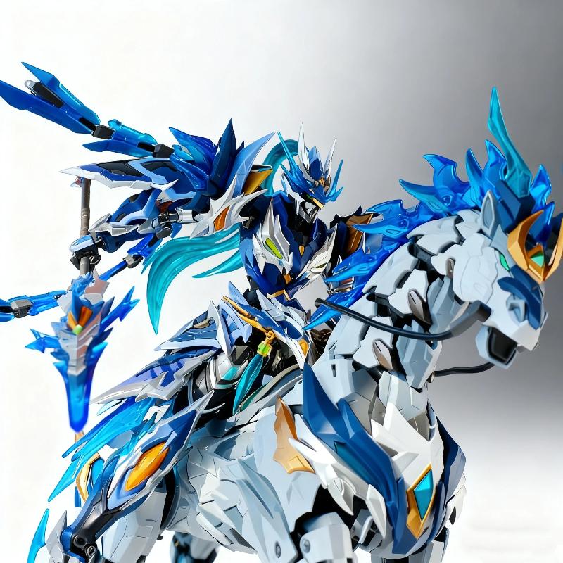 Motor Nuclear Zhao Yun Assembly Model Kit Action Figure With Yulan White Dragon Horse Alloy Skeleton Desktop Decoration Boy Gift