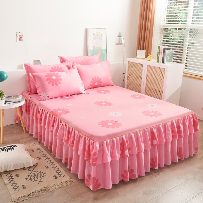 1 stk Sengeteppe i pastoral stil colchas de cama matrimonial Dobbel blondeskjørt til seng King Laken Skjørt (putevar trenger bestilling)