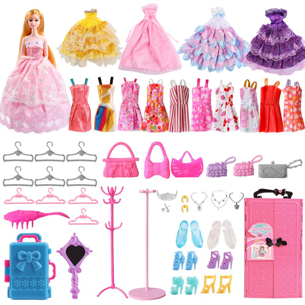 Children's Dressup Wardrobe Wedding Dress Doll Playing House Toy Birthday Gift