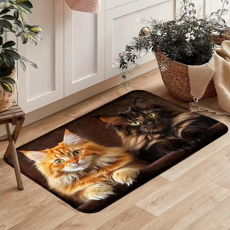 Cartoon Cat Floor Mat Entrance Entrance Crystal Velvet Dirt-resistant and Wear-resistant Foot Mat Floor Mat