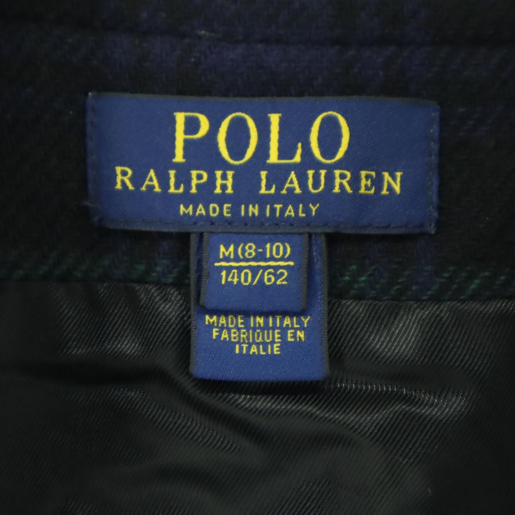 POLO RALPH LAUREN Check Pattern Long sleeve China Button poncho M green Kid's Used