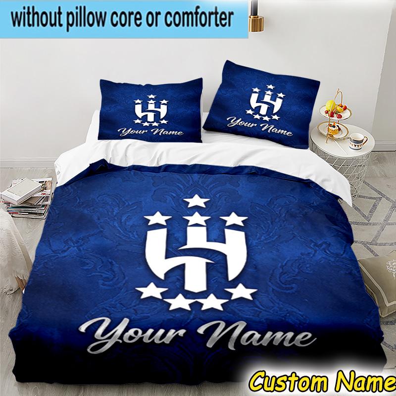 3pcs Custom Name Hilal FC Crest Bedding Set Includes 1 Duvet Cover & 2 Pillowcases for All Seasons Dormitory Home Decor Christmas Gifts