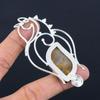 Halloween Sale Natural Plume Agate Trendy Bezel Wedding Pendant Sterling Silver