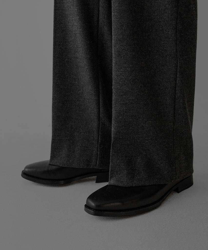 Baulopeulodeogteu Wool Double-Pleat Wide Slacks [Charcoal]