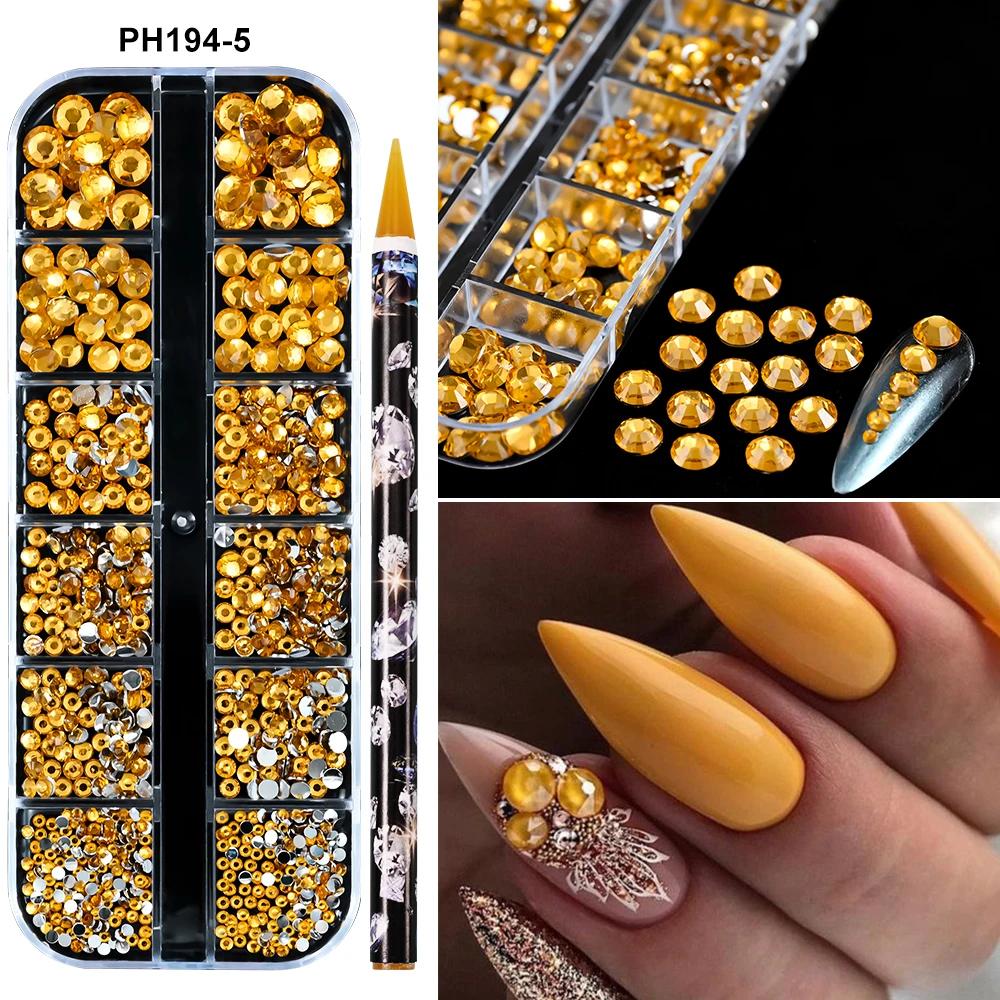 1Box 3D Colorful Round Nail Art Rhinestones Flatback Galss Diamond Gems Jewelry Nails Charms DIY Makeup Manicure Accessories &*1
