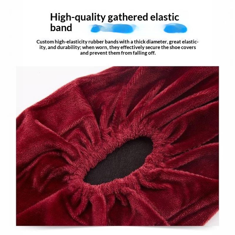 Thick Flannel Shoe Covers 1 Pair Portable Reusable Non-slip Overshoes for Travel Hotel Indoor Foot Protection