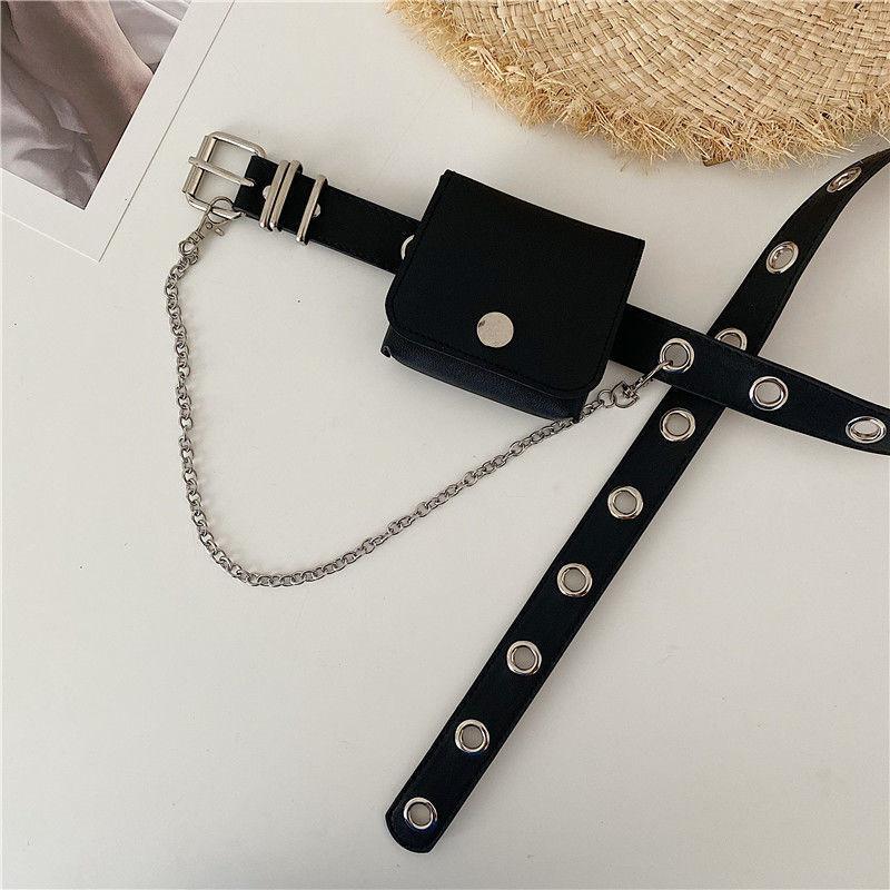 Punk Fashionforward Womens Belt With Decorative Chain And Mini Bag For Style Casual