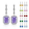 2026 Colored Treasure Ice Flower Cut High Carbon Diamond Square Earrings Plated with Real Gold Smart Luxury Ear Hook Ear Jewelry