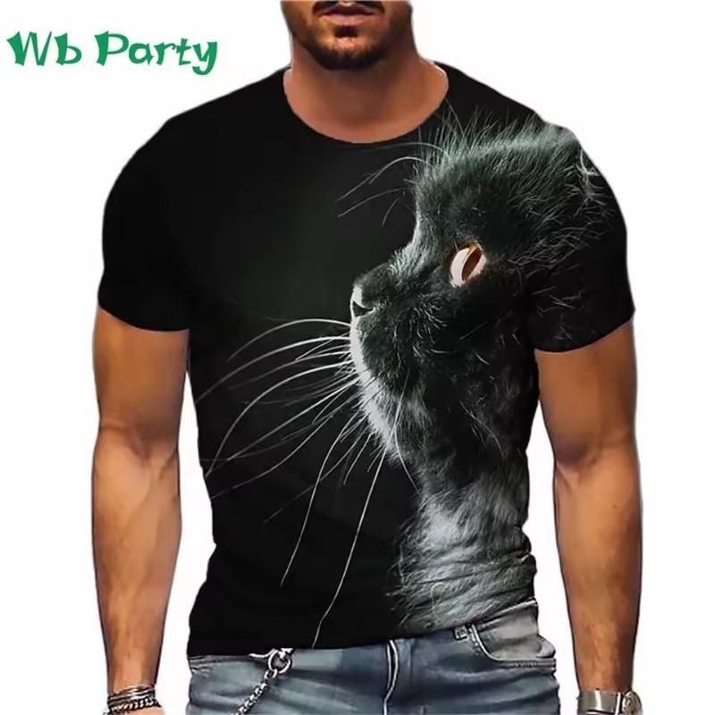 Pánské tričko s potiskem kočky Pánské oblečení Trička pro muže Tričko s krátkým rukávem Vtipný potisk kočky Nadměrné tričko Letní tričko Topy