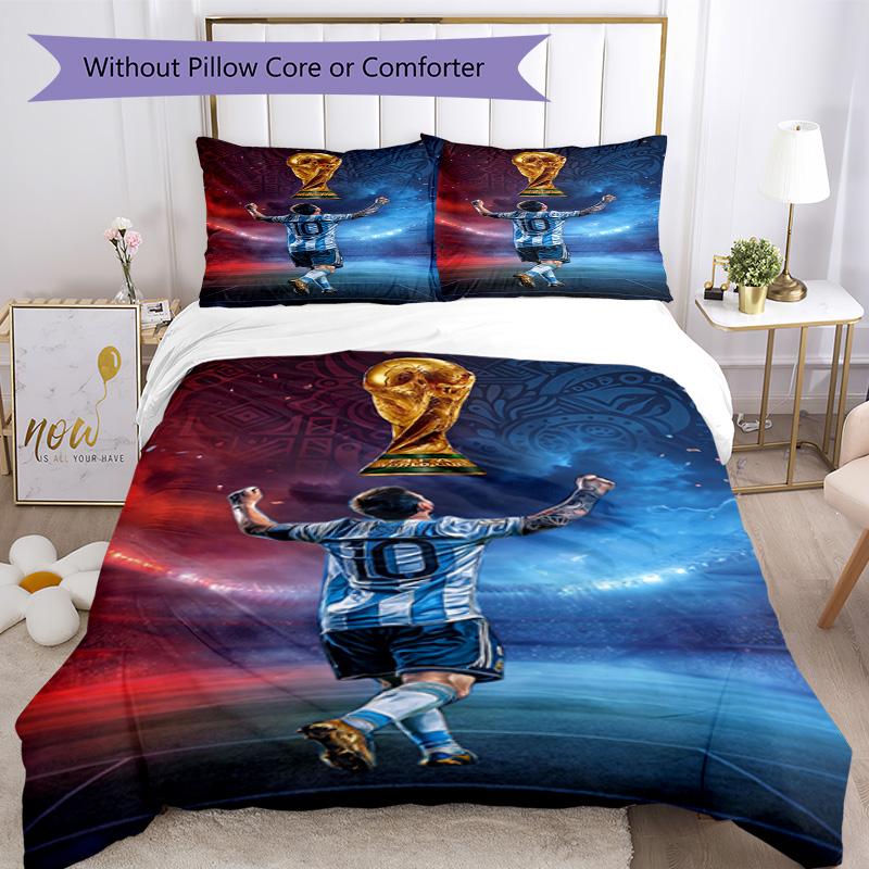Messi Bedding Set Breathable Duvet Cover with Pillowcases Decorative Bed Linen for Bedroom Home Decoration Birthday Gift