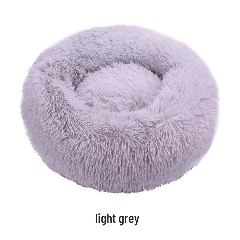 

Круглая кровать для питомца с длинной шерстью - Кровать из ПВ вельвета для собак и кошек 60cm Diameter*20cm Height светло-серый