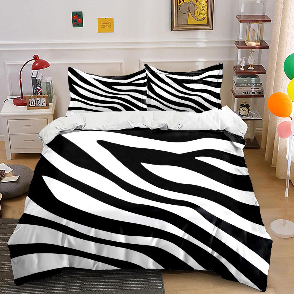 Zebra Print Bedding 3-Piece Set Bedding Duvet Cover Set Duvet Cover Pillowcases (1 * Duvet Cover 2 * Pillowcases, without duvet insert)