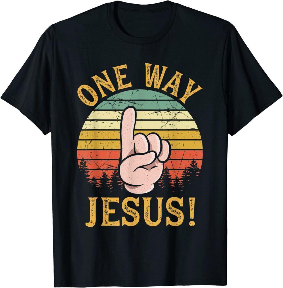 

One Way Jesus People Christian Revolution Finger Up Retro Unisex T-Shirt 3XL
