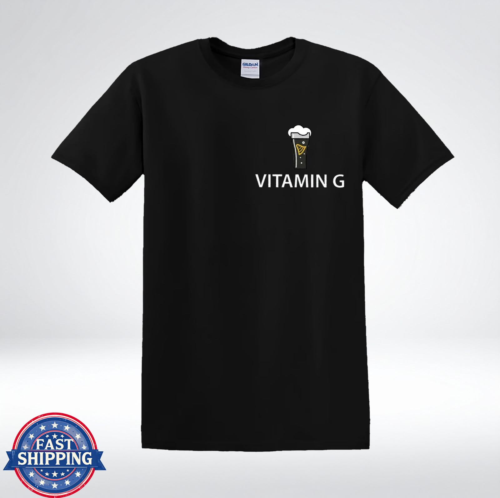 Vitamin G Funny Beer Lover Humor Drinking Graphic Minimalist T-Shirt S