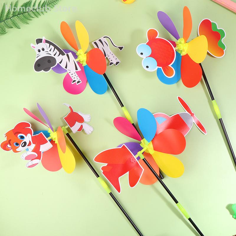 Homeclub Store 1 Set 3D Colorful Plastic Windmill Animal Cartoon Windmill Children's Toy Kindergarten Prize DIY Decoration