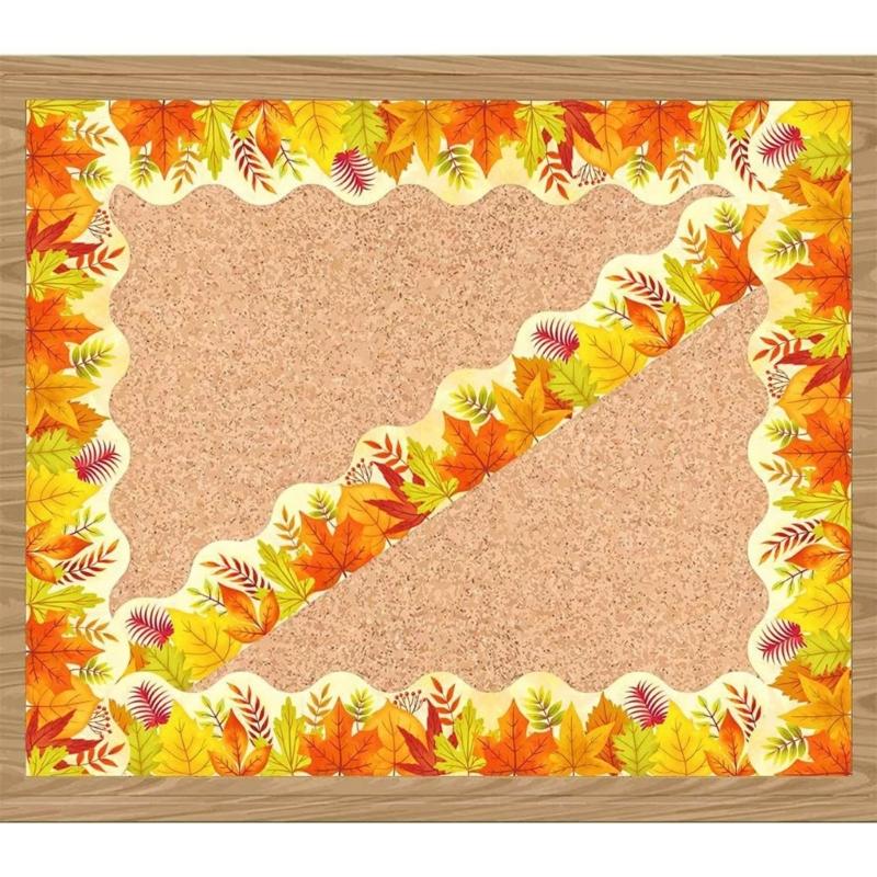 10m Bulletin Board Borders Autumn Classroom Blackboards Maple Leaf Border Trim Decoration for Poster Boards Decoration