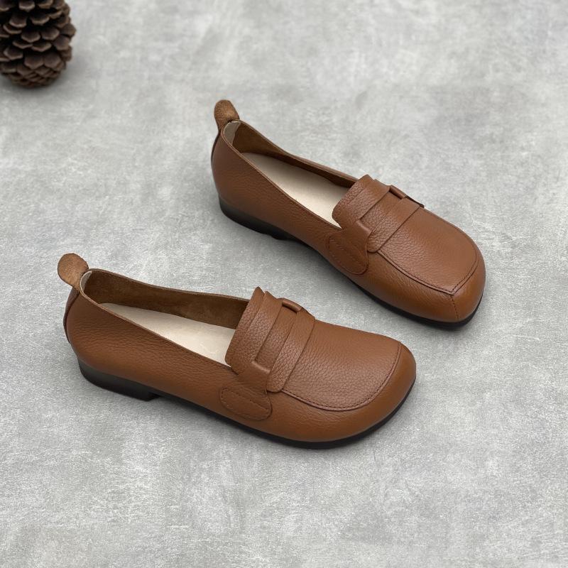 New Retro Single-shoe Flat, Round Toe, Flip-top Casual Women's Shoes