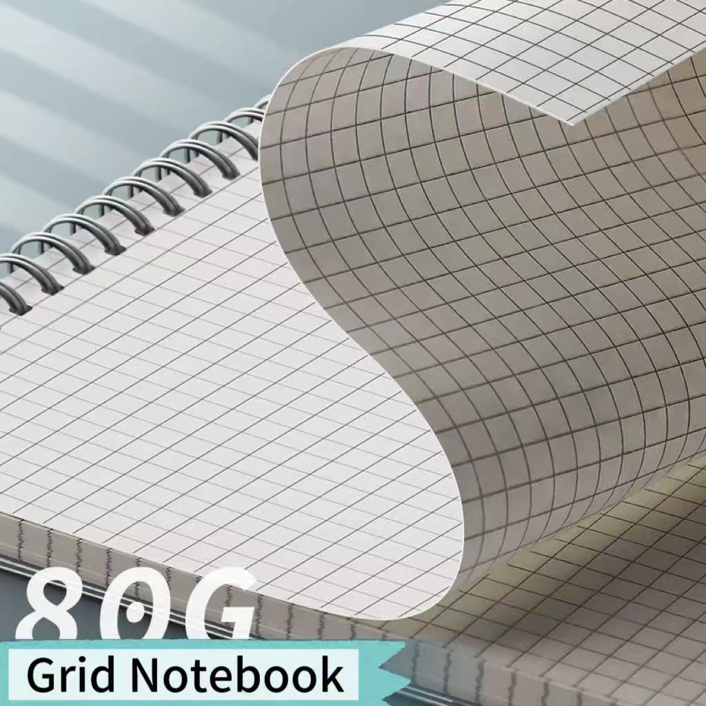 80 Pages/book Coil Notebook, A5/B5 Ring Spiral Notebook, Grid Loose-leaf Notepad, Journal Memo, Softcover Notebook