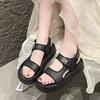 Platform Sandals Women's Spring and Summer 2025 New Versatile Stepping On Shit Fairy with Skirt Velcro Roman Sandals