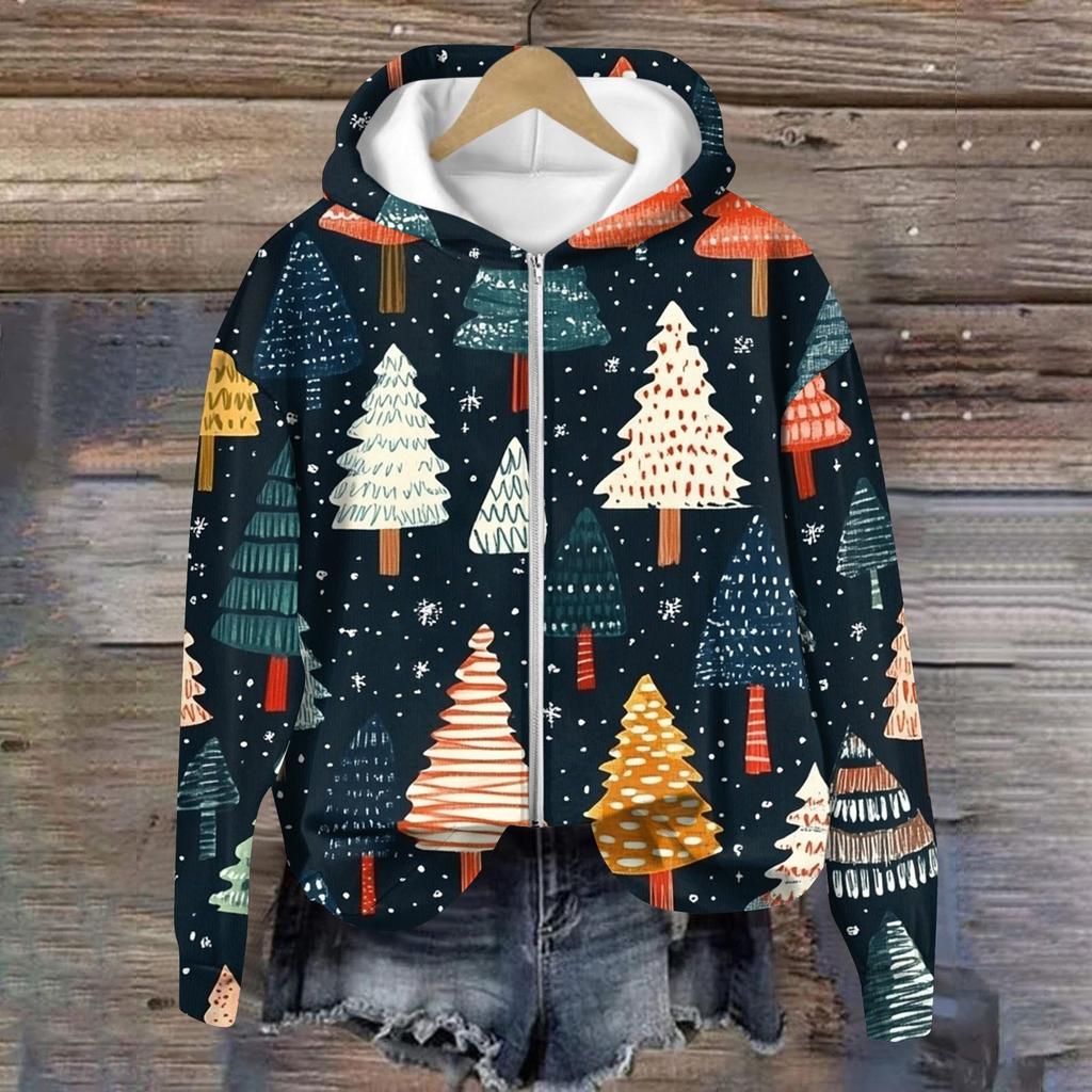 Jackets For Women Long Sleeve  Zip Up  Print Outerwear Casual Jackets