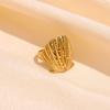 Stainless steel ring - open band - vintage geometric line design - oil pressed titanium steel