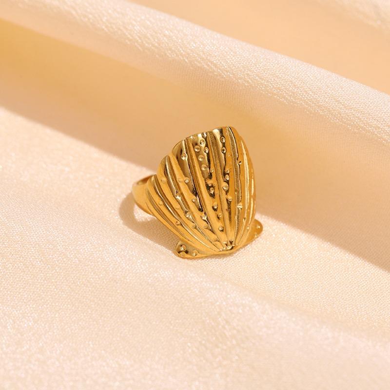 Stainless steel ring - open band - vintage geometric line design - oil pressed titanium steel