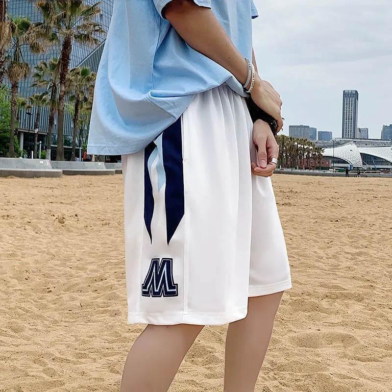 Pantaloni scurți pentru bărbați, de vară, respirabili, răcoros, ocazional, pentru exterior, pantaloni largi, în cinci puncte, pentru baschet.