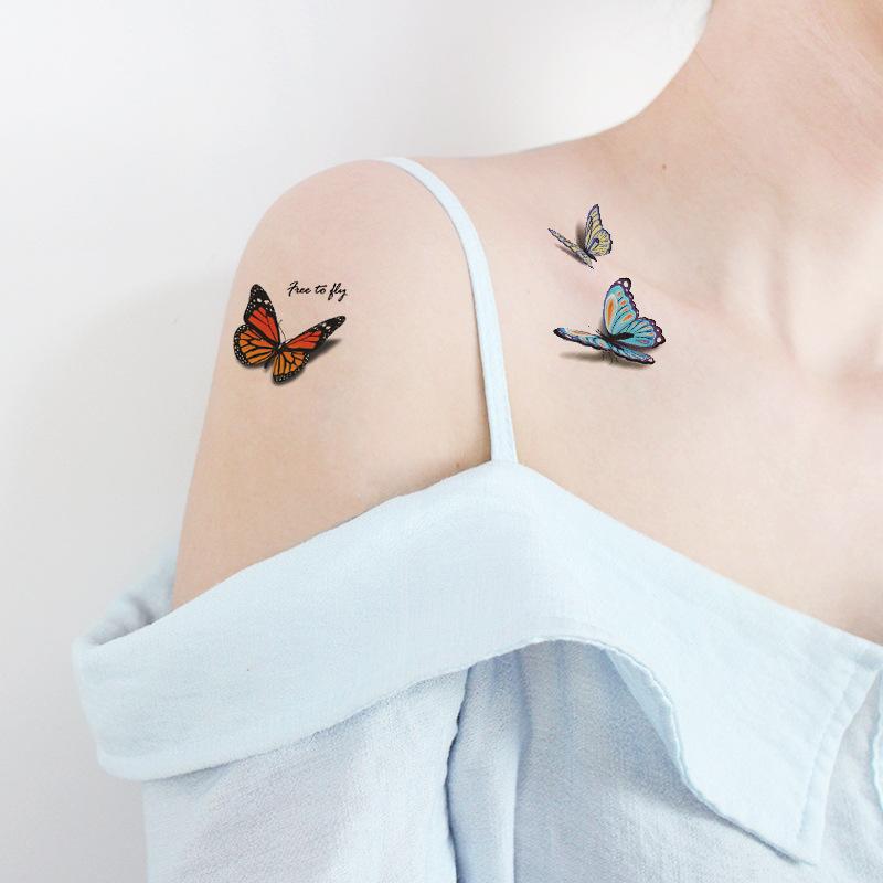 Waterproof 3D Tattoo Sticker Removable Women Temporary Fake Tattoo Sticker Mini Colorful Butterfly DIY Tattoo Sticker Body Art