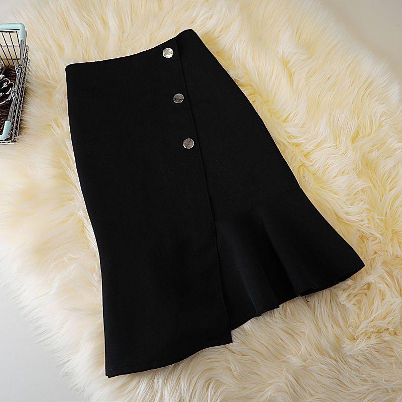 

Женская короткая юбка-карандаш с высокой талией и оборками для офиса XL чёрный