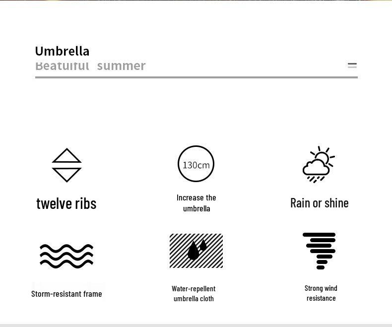 Dual-Use Extra Large Folding Umbrella - 12 Ribs for Sun and Rain Protection