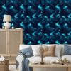 Watercolor Galaxy Wallpaper Navy Blue and Turquoise, Soft Forms 50x1000
