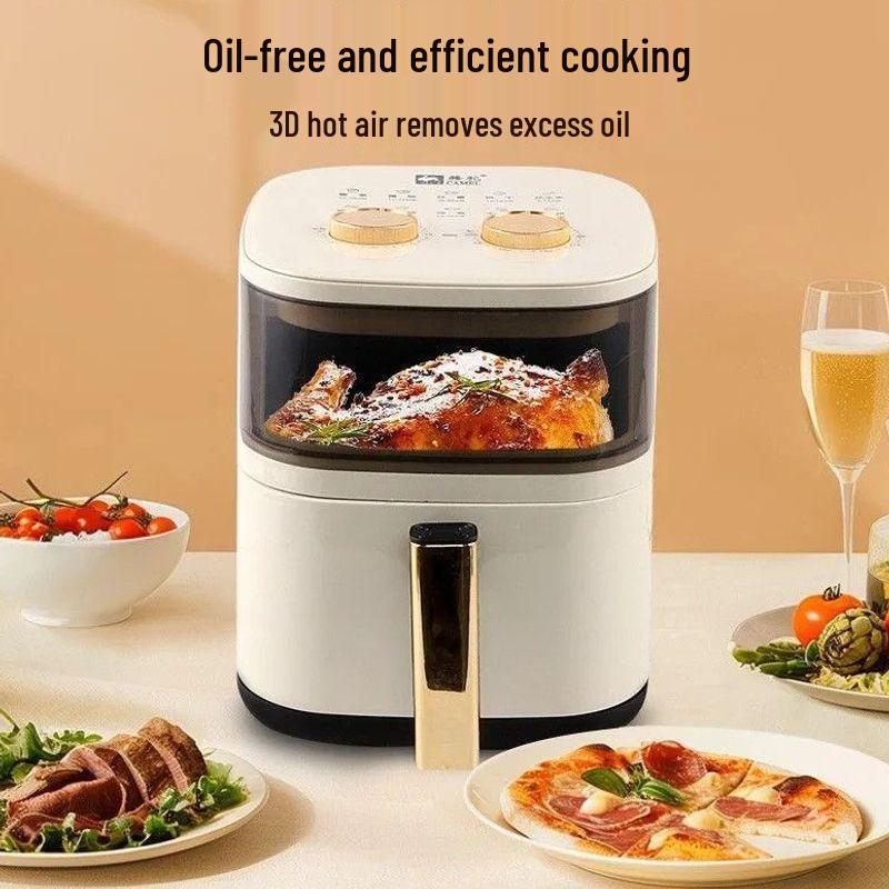 Beige 1000W High-Power Air Fryer with