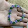Jewelry Copper Bottom Platinum Plated Purple Green Chalcedony Plain Surface Full Diamond Inlaid Bracelet Light Luxury High-End Jewelry Women
