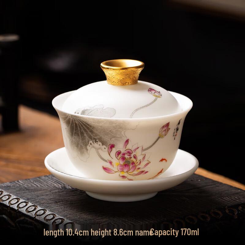 Chaxun Gilded Ceramic Kung Fu Gaiwan