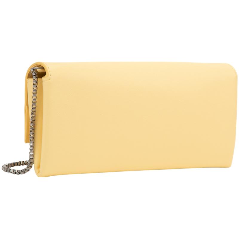 Calvin Klein Fashionable Minimalist Commuter Square Metal Buckle Flap Chain Phone Crossbody Bag Women Shoulder Bag Light-Yellow 4F1006G-ZBD