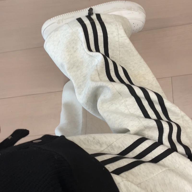

Women s White-Gray Striped Loose Fit Sweatpants - Spring/Autumn, Small to Wide-Leg, Cuffed, BF Lazy Style XXL сірий колір/білий