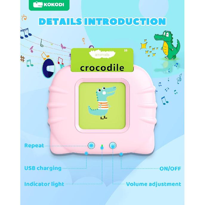 KOKODI Talking Flash Cards for Toddler Girls Toys Age 3+, Speech Therapy Toy 224 Sight Words Speech Therapy Toys Learning Alphabet Educational