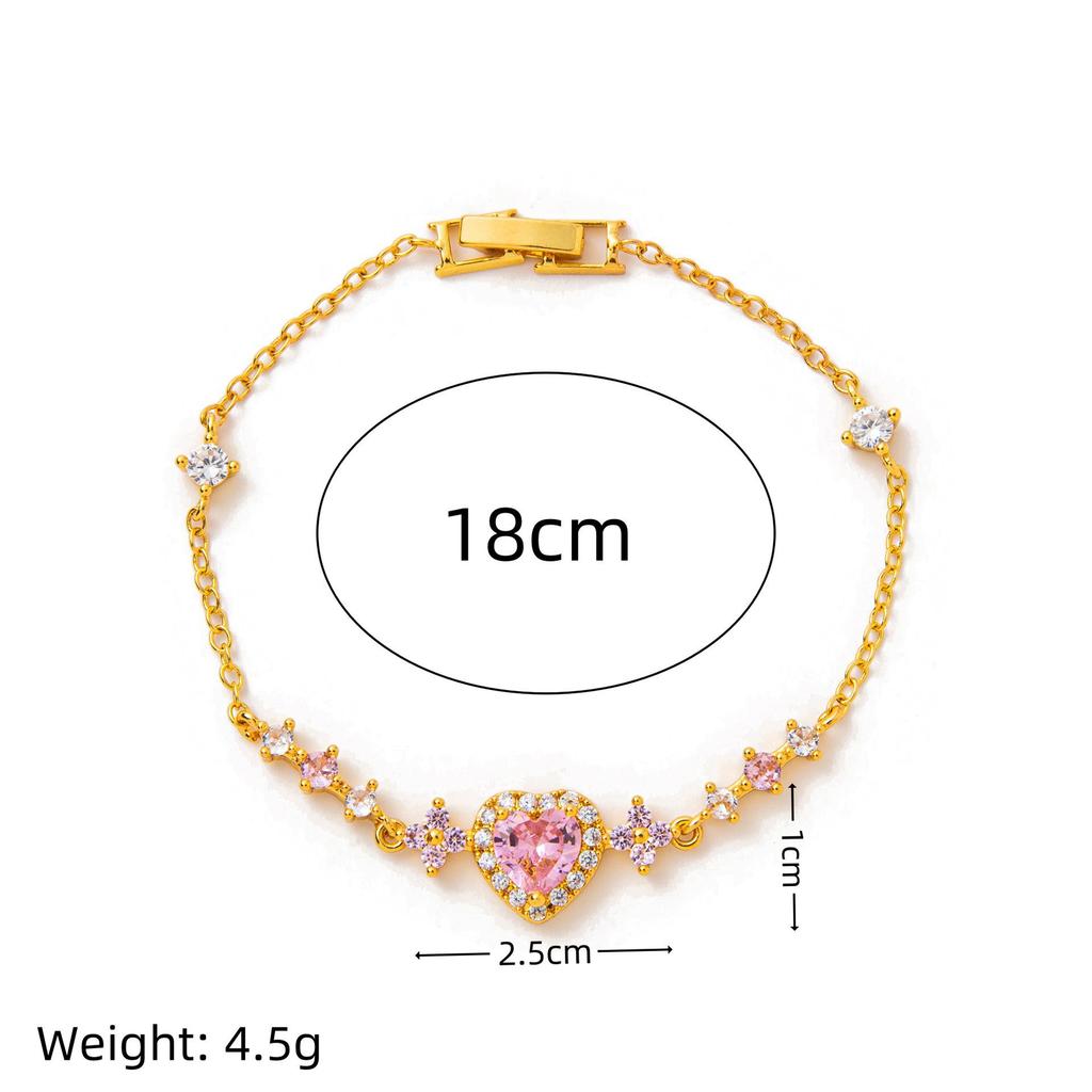 European & American Fashion Butterfly Heart Rhinestone Bracelet: Elegant Luxury Hand Jewelry in Sweet Copper