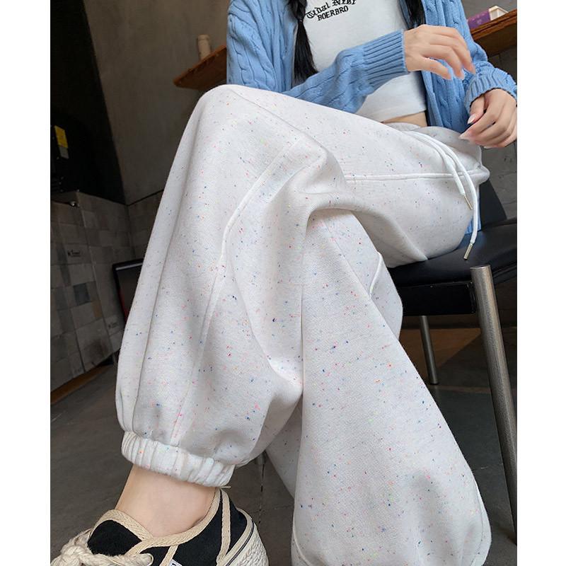 Rainbow Dot Sweatpants Women's Spring and Autumn New High-waisted Loose Casual Lazy Pink Sweatpants