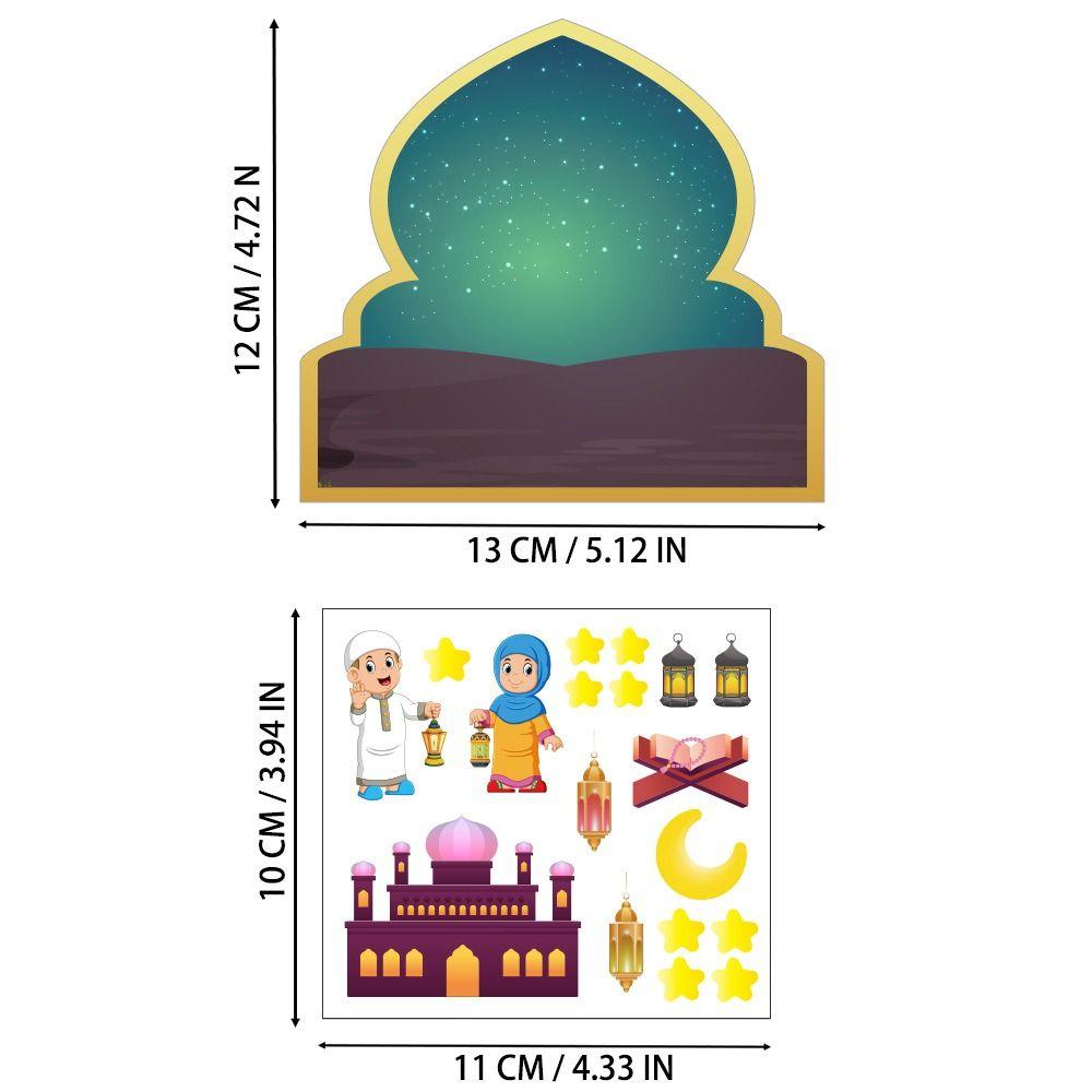 36Pcs Cartoon Eid Mubarak Hanging Decoration Ramadan Moon Star DIY Handicrafts Eid DIY Stickers Multicolored with Lanyard
