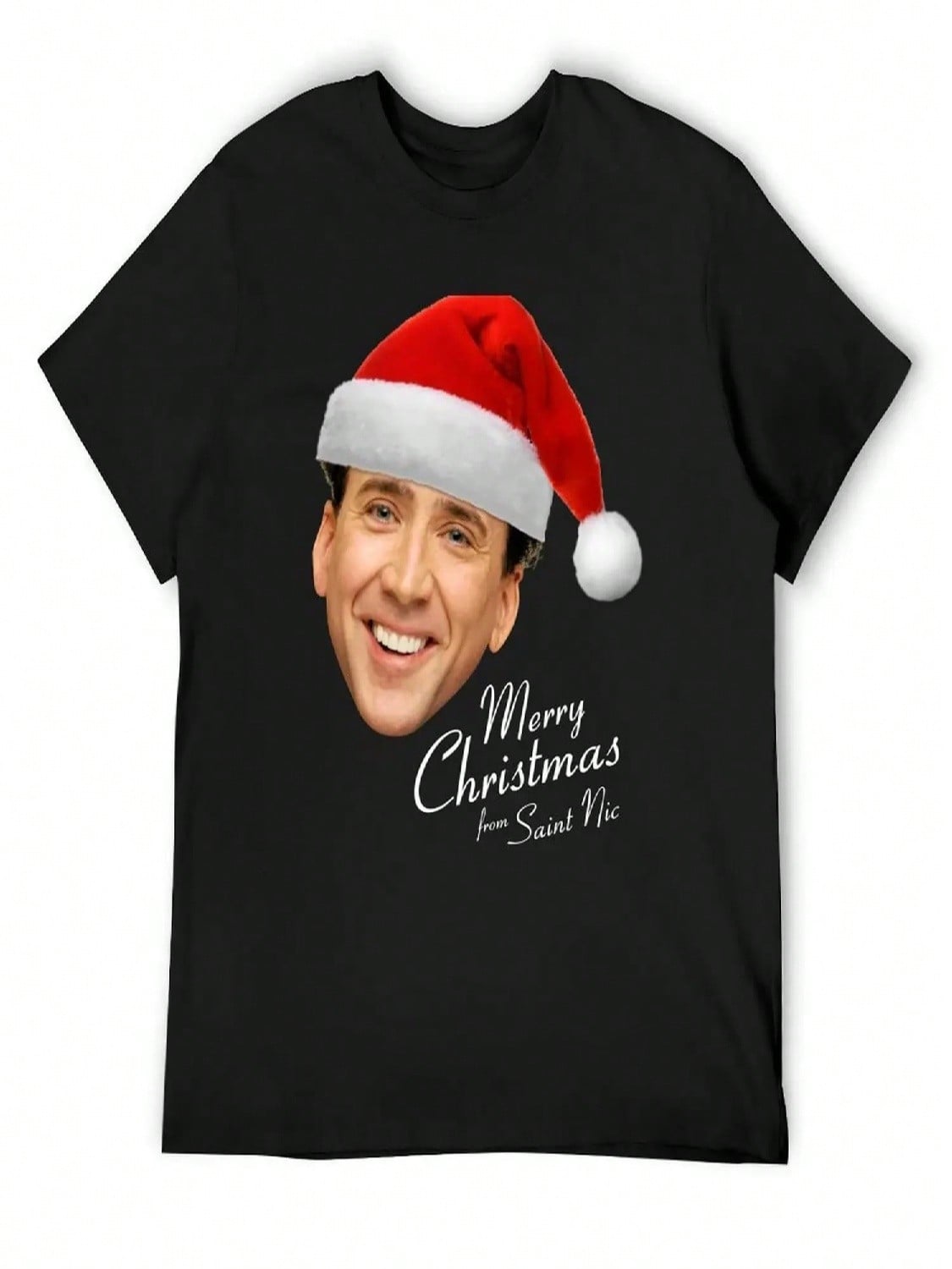 Merry Christmas From St Nic-Olas Cage T-Shirt Oversized Cheap Stuff Personalized T-Shirt Anime T-Shirt Plus Size unisex Clothing S разноцветный
