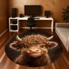 1PC highland cow Office Round Area Rug, Under Office Chairs Bedroom Living Room Home Decor, Carpet for Office -1110072