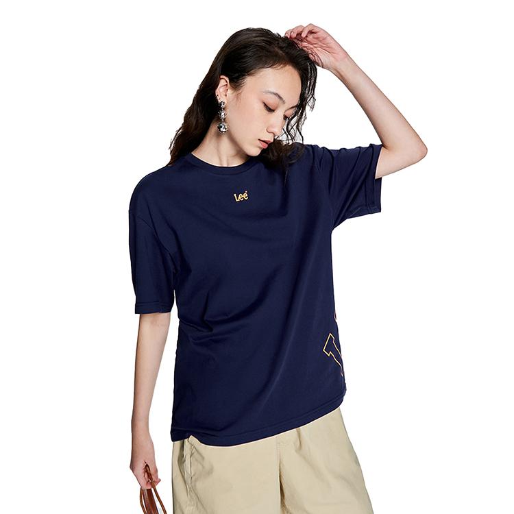 SS23 Hollow Letter Print Short Sleeve T-Shirt Unisex T-Shirts Navy-Blue LUT0051033RX00FA01742