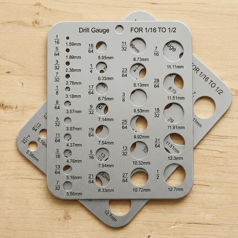 Stainless Steel 29 Hole Drill Gauge High Contrast Markings Durable Quick Precise Measuring 1/16 To 1/2 Inch Bits