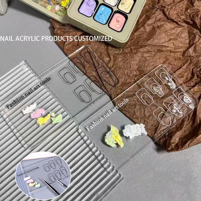 Acryl-Nagelkunst-Trainings-Übungspalette, wiederverwendbar, transparent, verdickt, Maniküre, Blumenlinien-Farbzeichnung, Übungsbrett-Werkzeug