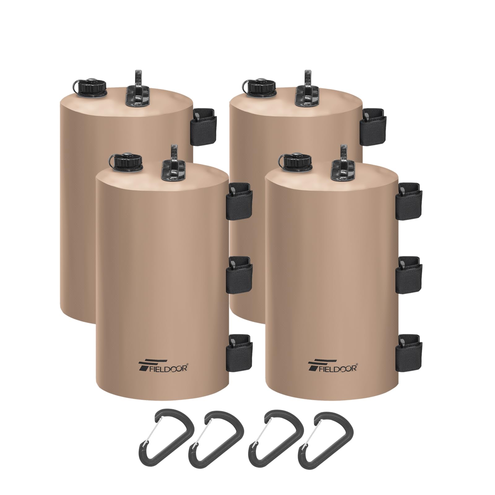 

FIELDOOR Soft for Tents and Tarps of Great for when you use wind 3 fixing carabiner handle included Water-filled Weights, 10L, [Set 4] can t pegs, бежевий