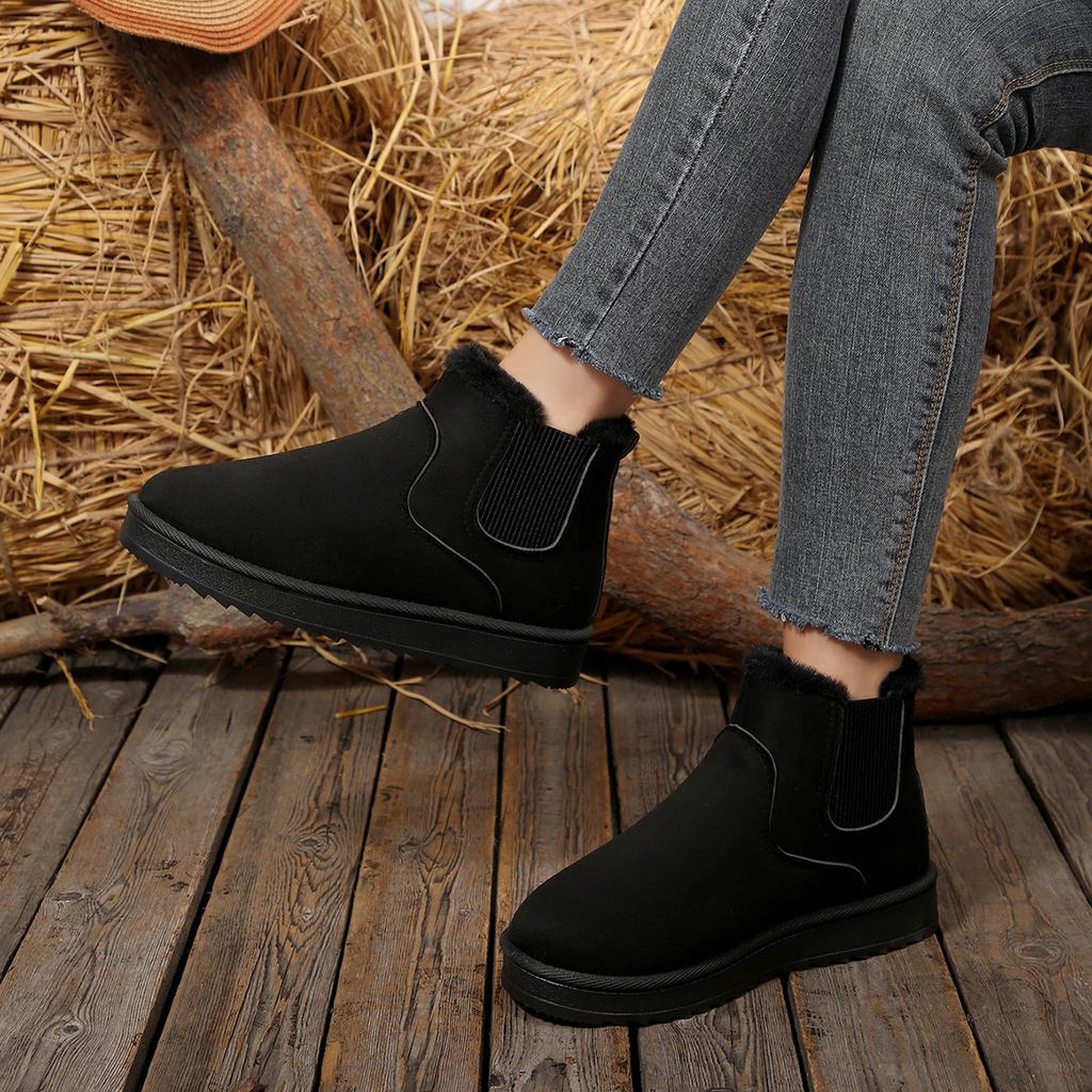 Fashion 2025 New Luxury Women Ankle Ankle Cotton Flat Platform Retro Shoes Outdoor Faux Snow Boots Buckle Short Warm Zapatos De Mujer
