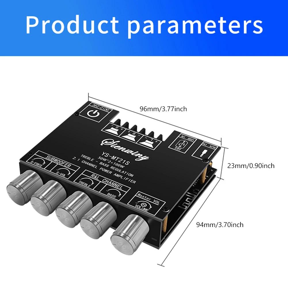 ZK-MT21 2x50W+100W 2.1 Channel Subwoofer Digital Power Amplifier Board AUX 12V 24V Audio Stereo Bluetooth 5.0 Bass Amp for Home