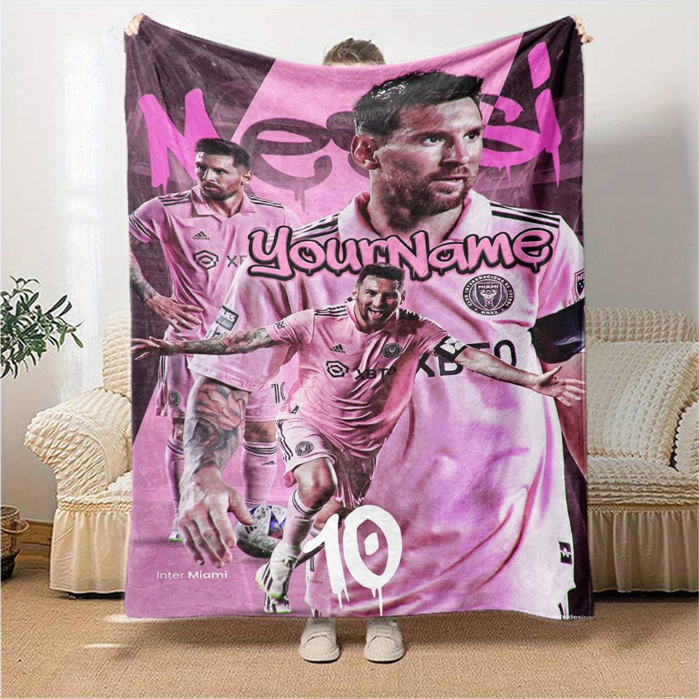 Messi Customize Text Blanket Gift Personalized Blanket Durable Comfort Suitable for Sofa Bedding Office Picnics Ideal for All Seasons