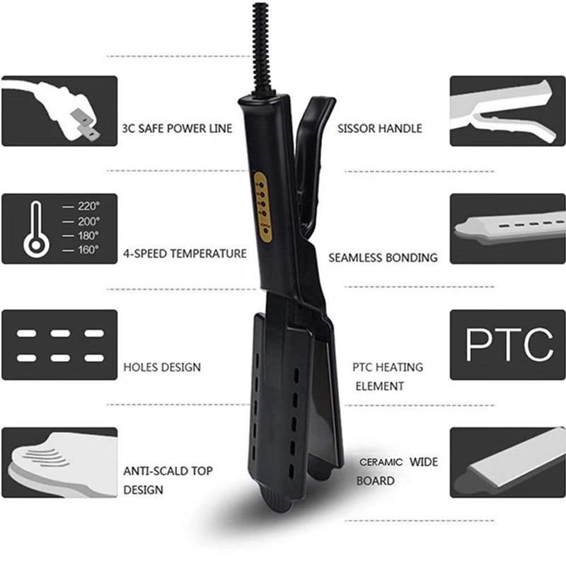 Steam Hair Straightener Flat Iron: Damage-Free, Four Temperature Settings, Ideal for Bangs and Styling